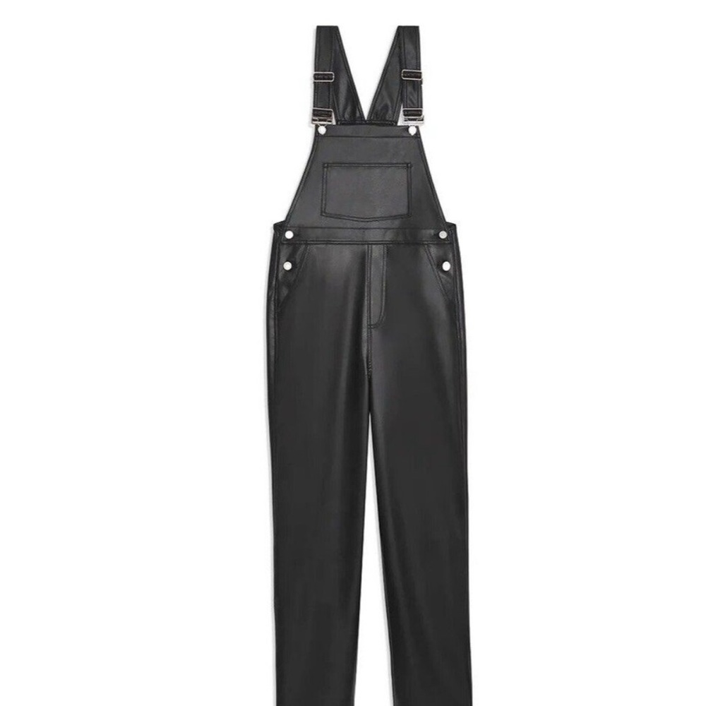 WeWoreWhat Black Faux Leather Overalls